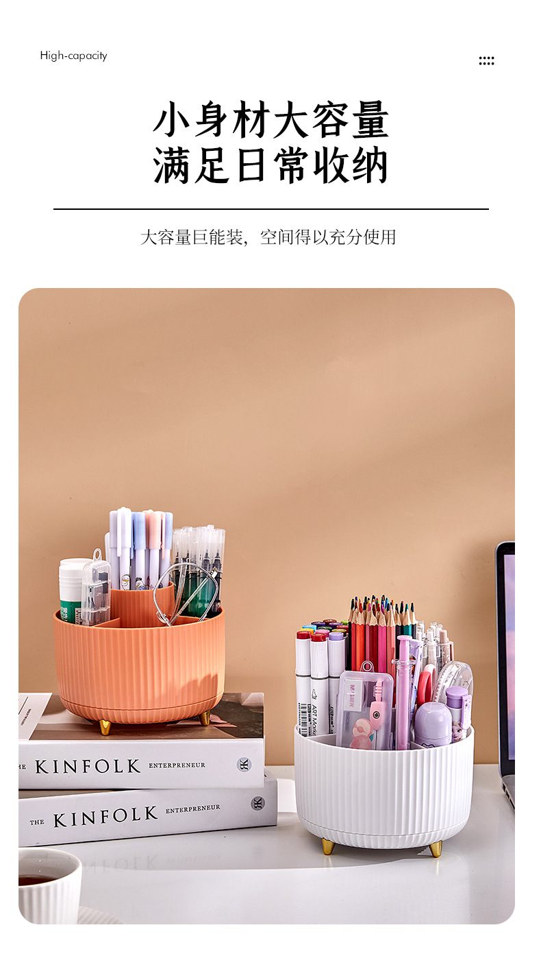 Cosmetics storage box, rotating dust-proof makeup brush storage cylinder, dressing table desktop, pen holder, lipstick and eyeshadow shelf pic 7