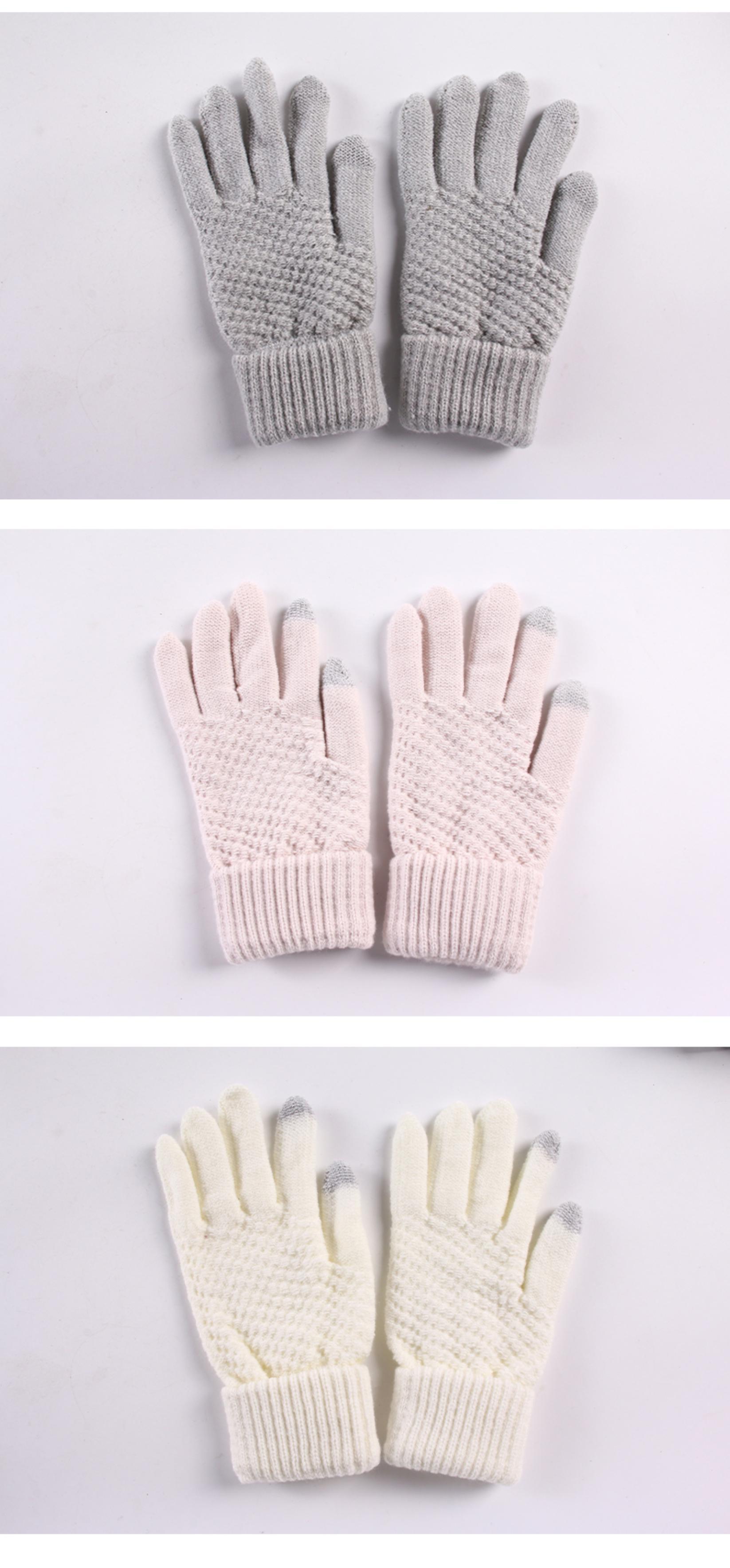 针织触屏手套女士秋冬季保暖弹力反口加绒手套加厚男女通用毛线手详情11