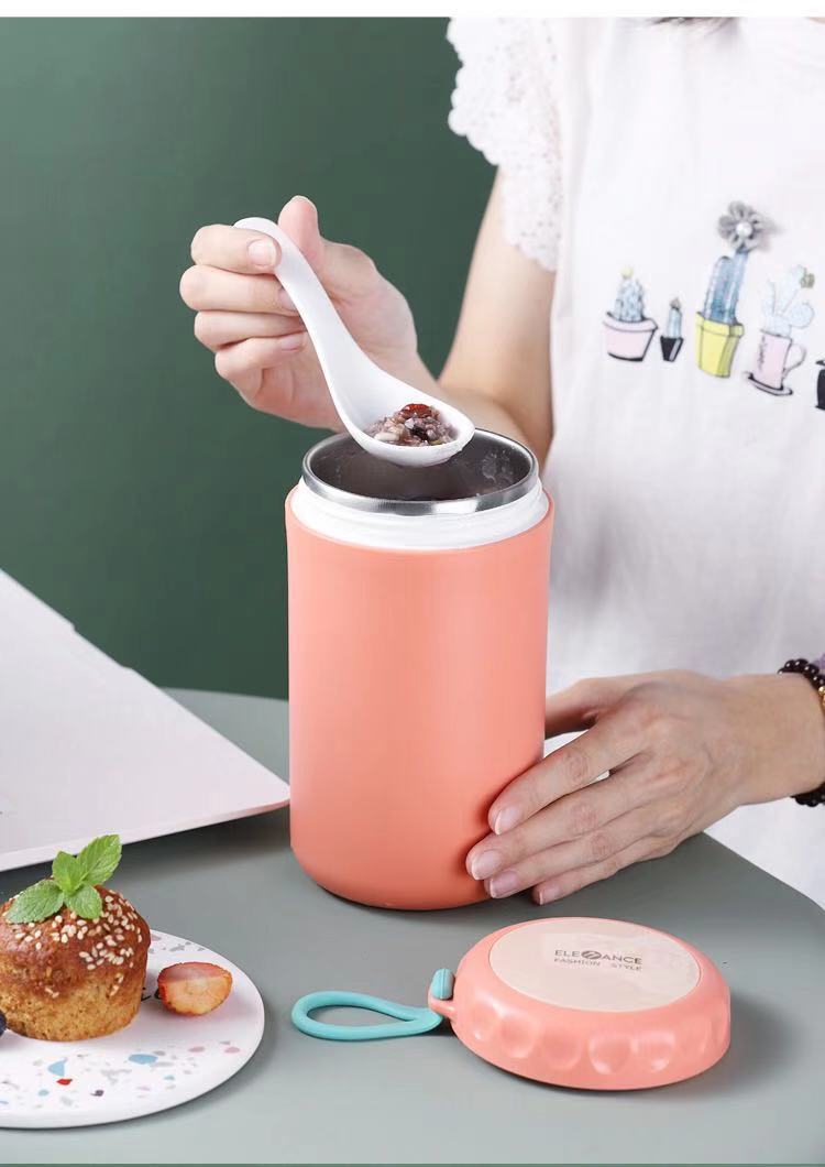 304不锈钢保温汤杯 学生上班族大容量pp塑料早餐杯牛奶杯带盖粥杯详情5