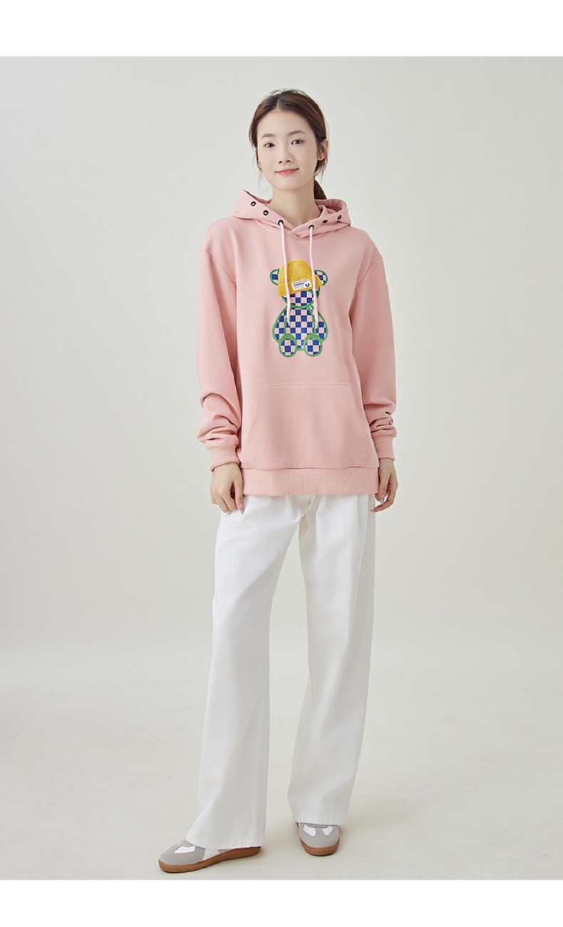 A trendy Korean-style hooded sweatshirt for women in the autumn of 2023, featuring a cartoon rabbit loose and versatile large-sized long-sleeved coat pic 21