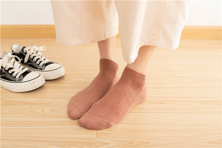 双针女士船袜 纯色日韩系学院风浅口女袜子全棉纯色百搭低帮棉袜详情14