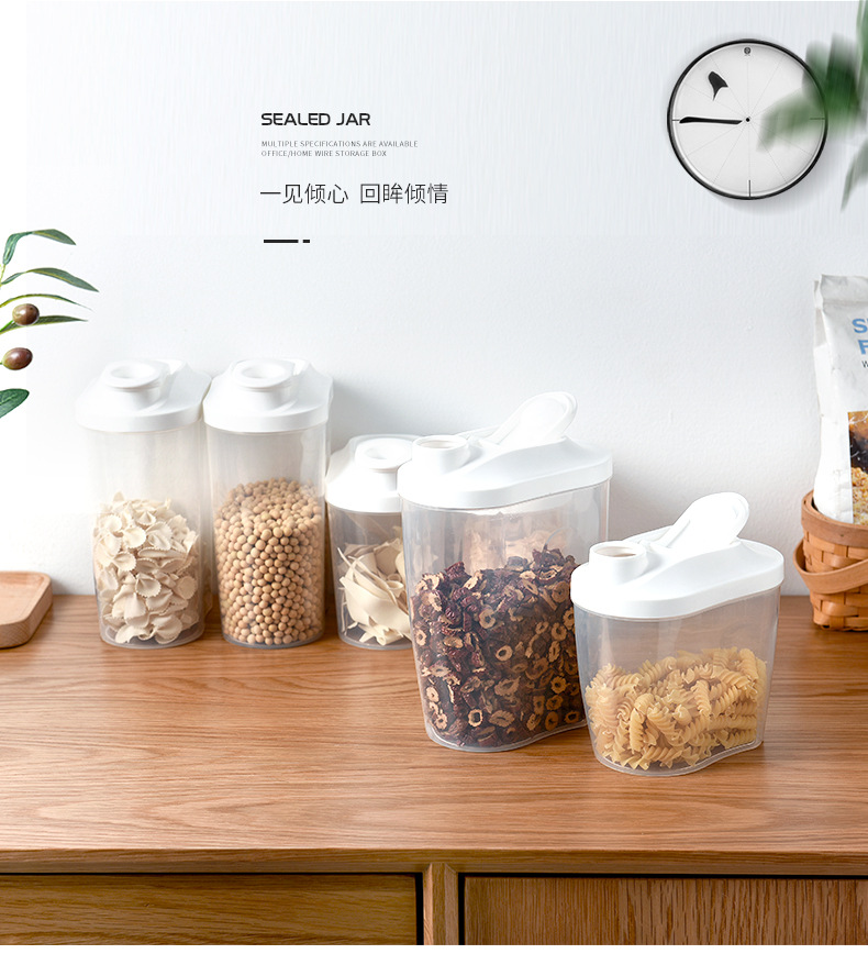 Transparent plastic covered storage tank for kitchenware and coarse grains, sealed storage tank for nuts and food, and five-grain and coarse grains pic 1