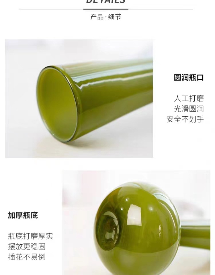 French vintage high-end glazed vase, olive green handcrafted niche art Phalaenopsis vase, living room decoration pic 8