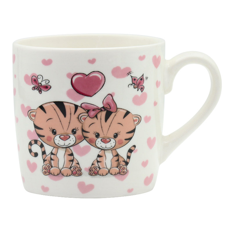 New Tiger Year Ceramic coffee mug with silicone lid and handle spoon set, high-end home milk cup pic 4