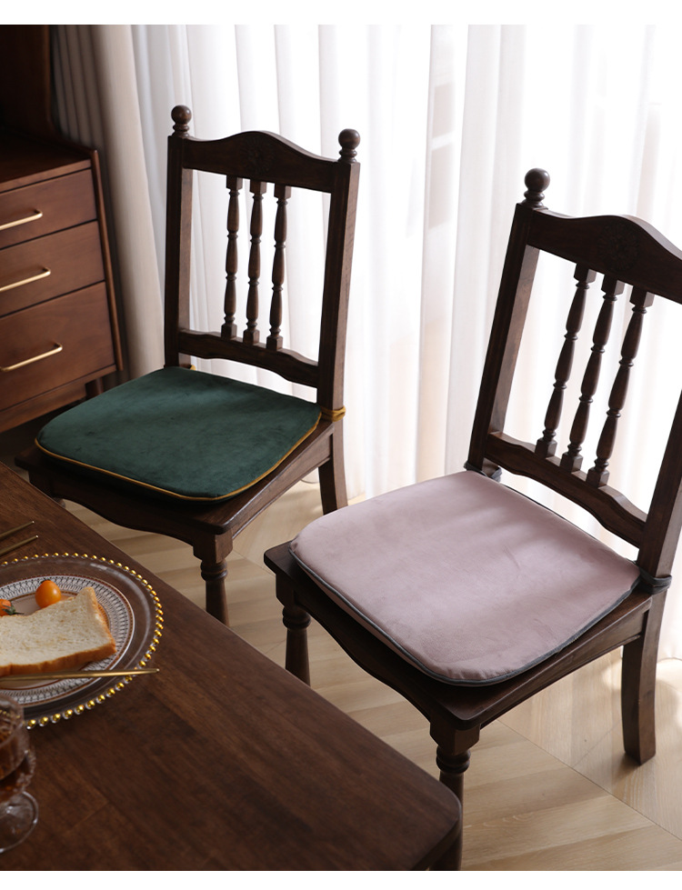 Wholesale of home Chinese-style dining chair and stool cushions with straps, velvet anti-slip seat cushions, solid color in winter, detachable and washable pic 17