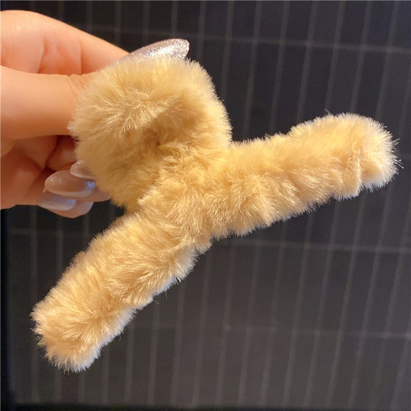 2023新款秋冬毛绒后脑勺发抓夹 网红毛绒可爱优雅鲨鱼夹发夹头饰详情25