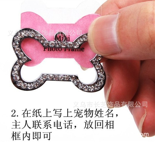 Factory direct supply of cross-border in-stock handwritten heart-shaped dog pendants, pet identity tags, Easter and Christmas diamond-encrusted dog tags pic 13