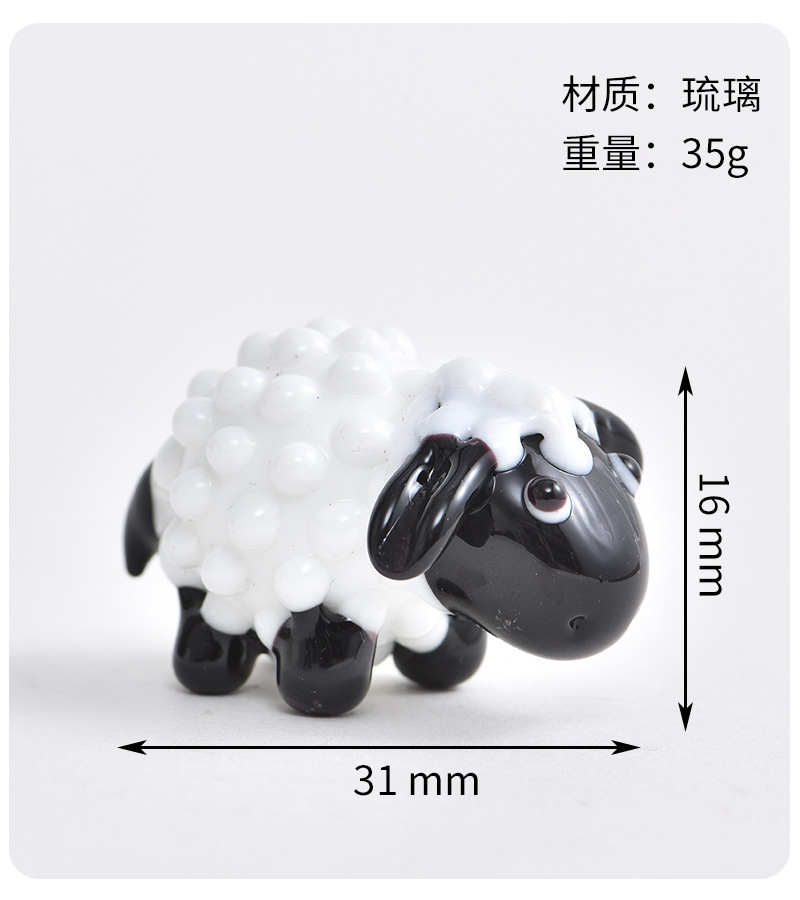 创意小绵羊动物摆饰可爱迷你山羊卡通摆件手工艺品桌面琉璃摆件详情7
