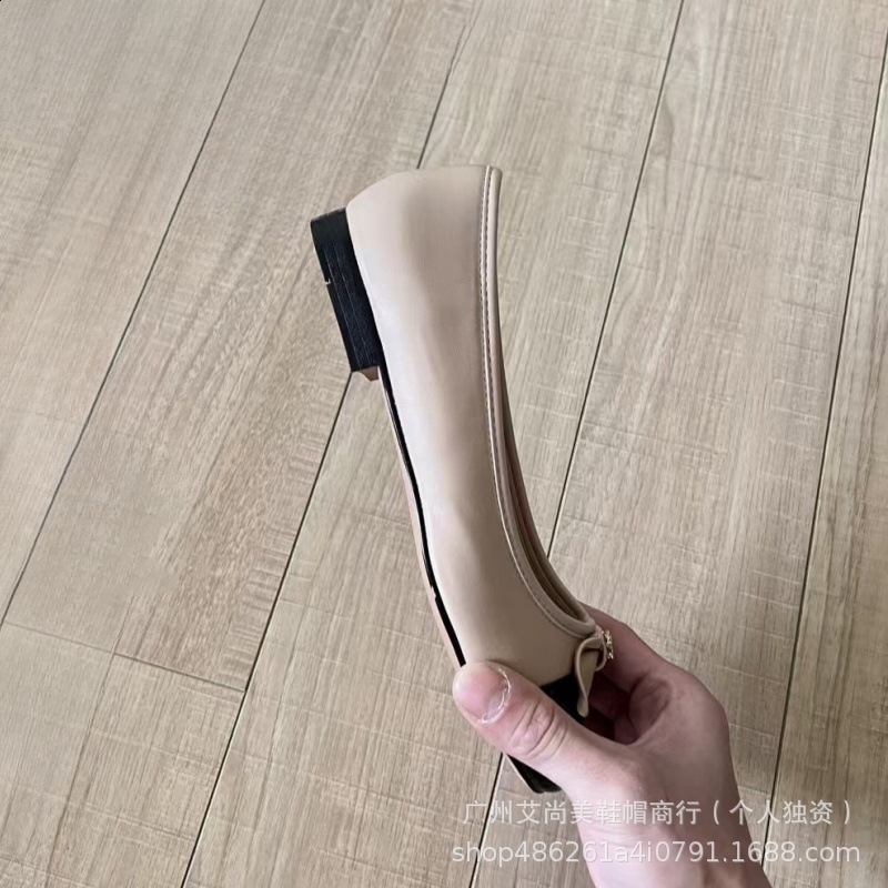 小香风蝴蝶结芭蕾舞鞋2024年新款低跟真皮拼色浅口圆头气质单鞋女详情20