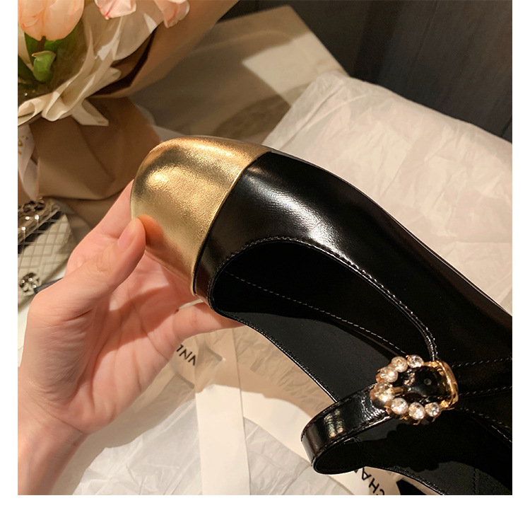 百搭时装真皮女鞋春秋小香风气质单鞋子法式玛丽珍鞋女高跟鞋粗跟详情29