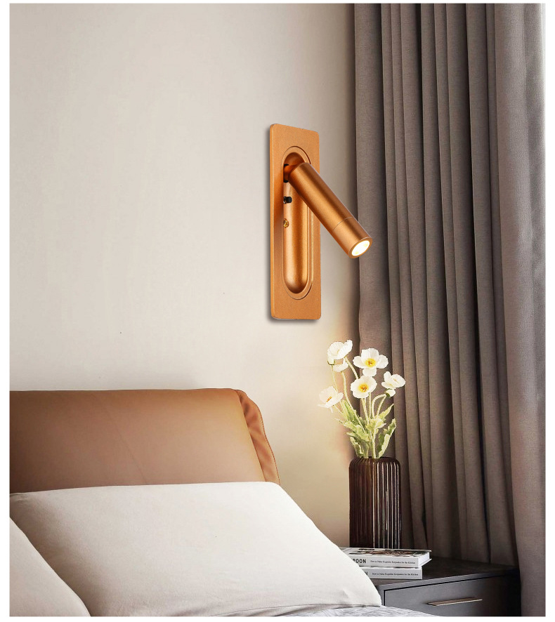 Built-in hotel bedside wall lamp, Vienna built-in magnetic reading lamp, all-season high-end wall lamp, Atour new style pic 9