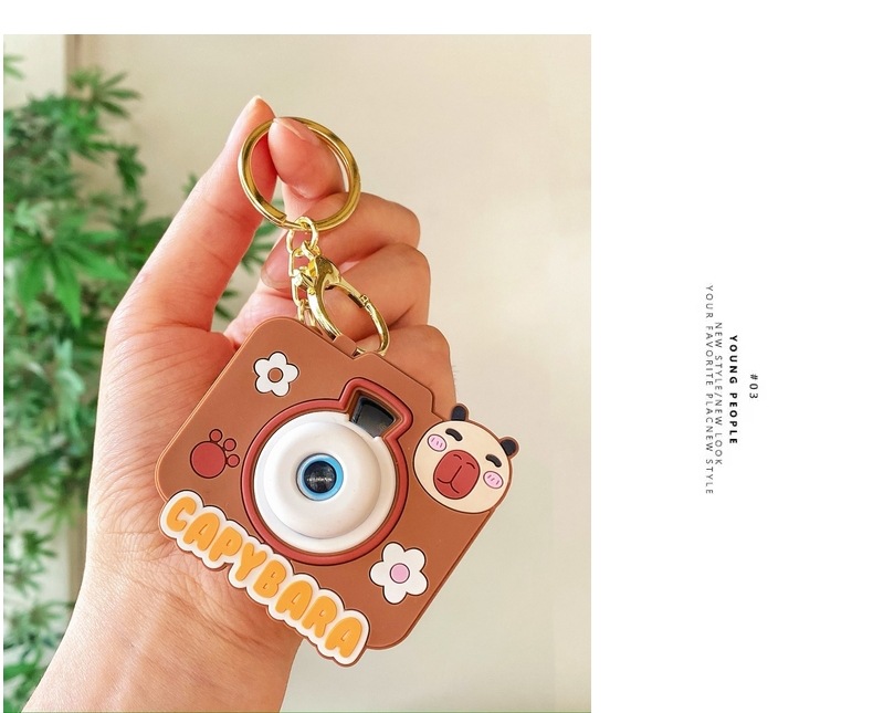 卡皮巴拉投影机钥匙扣小水豚发光相机儿童玩具包包挂饰精致小礼品详情13