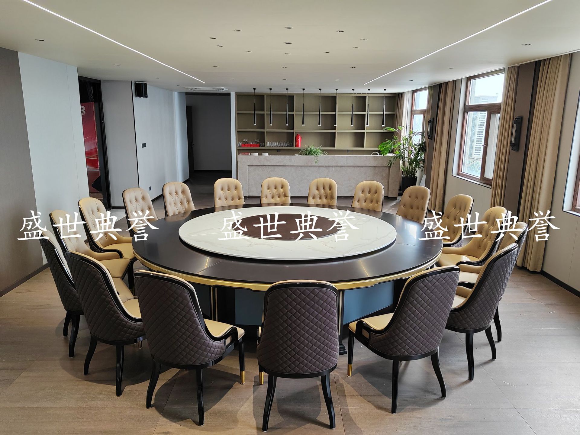 Solid wood dining tables and chairs for Changsha International Hotel, light luxury dining chairs for seafood restaurant private rooms, and white wax wood chairs for company clubs pic 15