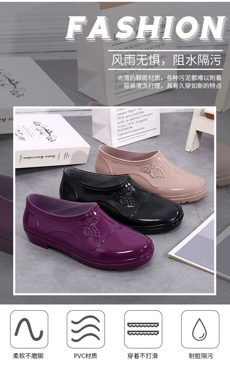 一件代发新款雨水鞋女四季时尚低帮厨房防滑中加厚加棉绒雪地靴详情10