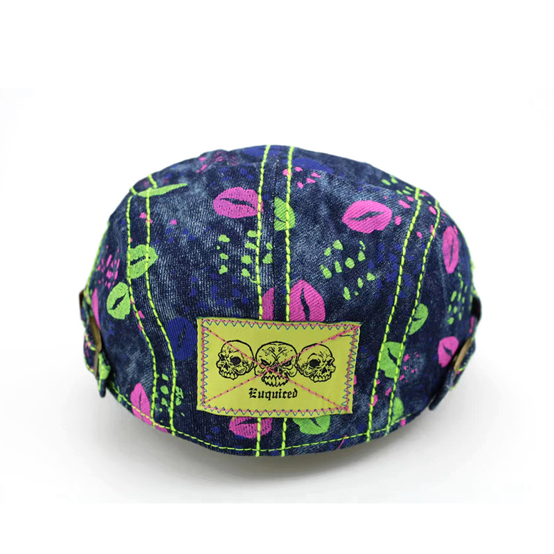 2023新款个性红唇印花时尚贝雷帽女多巴胺艳丽潮前进帽街头风防水成人帽子详情6