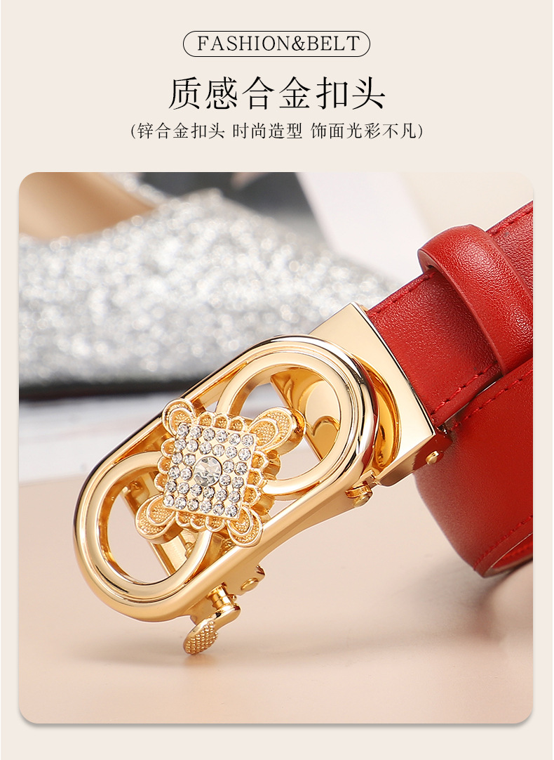 The new pure cowhide Chinese knot automatic buckle simple Korean-style decorative belt and skirt pants for women exude a sense of luxury pic 8