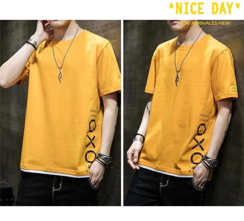 Short-sleeved T-shirt for men, Korean style, summer loose cotton T-shirt, cross-border new style, student bottom layer, half-sleeved shirt pic 37