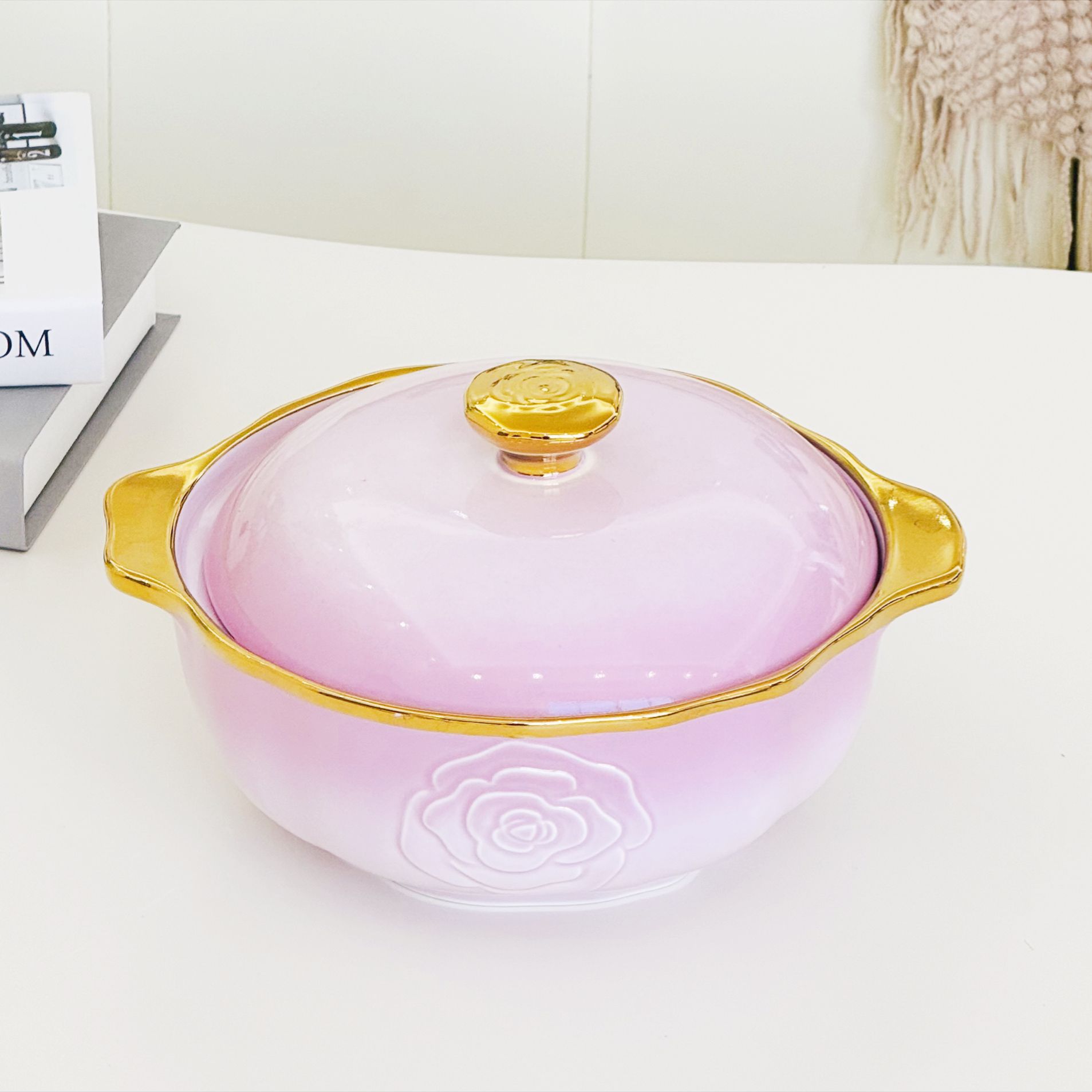 A set of household light luxury and high-end printed bowls, bone China 2024 new style, beautiful ceramic bowls, plates, bowls and tableware pic 19