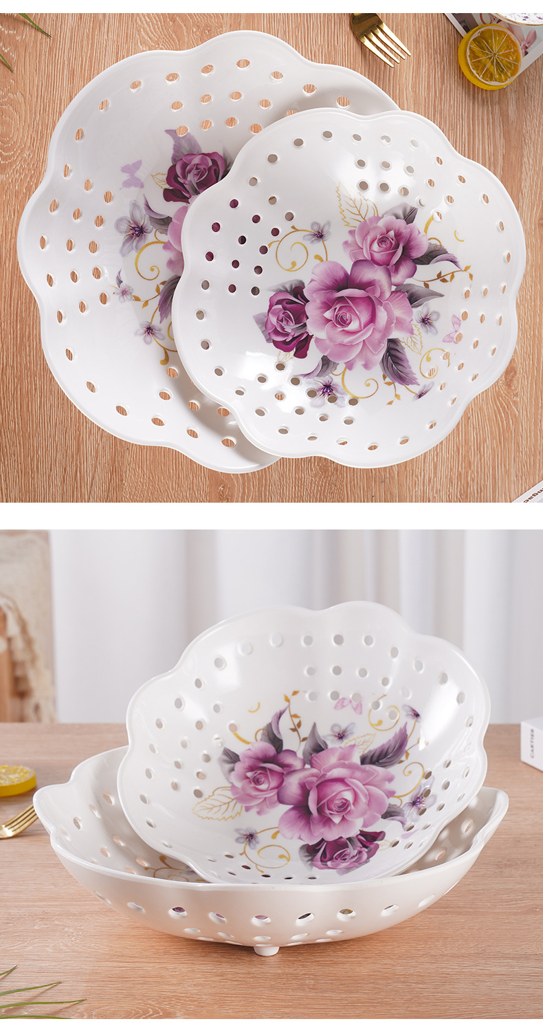 Hollowed-out fruit baskets and fruit plates, melamine imitation porcelain kitchen vegetable baskets, living room kitchen home hollowed-out fruit baskets and fruit plates pic 25