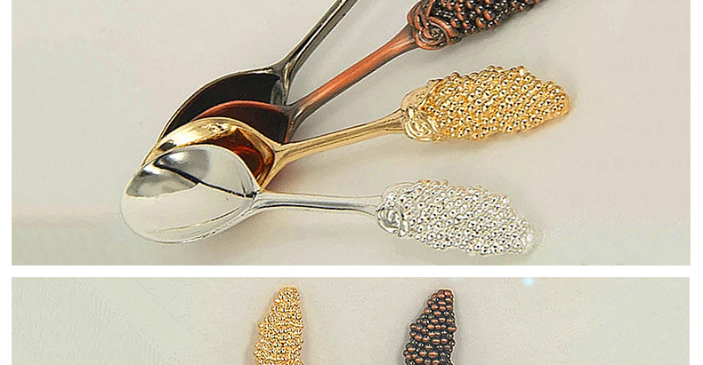 Exquisite xiaomi-shaped coffee spoon, retro spoon, alloy soup spoon, melon-shaped spoon (JY45), creative tableware decoration spoon, stainless steel dessert spoon, fruit spoon, ice cream spoon, spoon pic 30