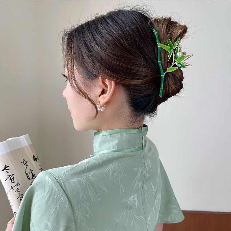 气质绢纱花朵抓夹女高级感后脑勺盘发鲨鱼夹2024年新款发夹显发量详情1