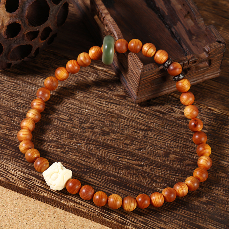 Taihang Cliff cypress tumor scar material round bead bracelet, aged high-oil old material, hand-held Buddhist bead bracelet, Bodhi single and double circle cultural play pic 6