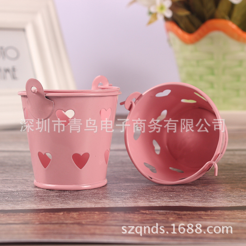 儿童糖果色镂空心形小铁桶创意桌面收纳铁皮桶马口铁迷你喜糖盒子详情27