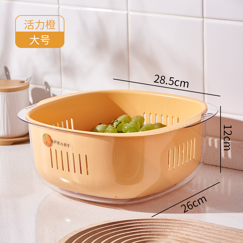 Double-layer draining basket, plastic vegetable washing basket, multi-functional kitchen and living room fruit and vegetable basket pic 10