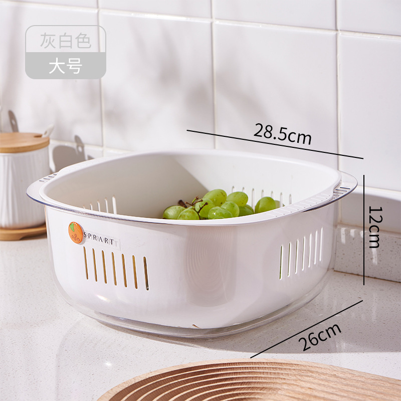 Double-layer draining basket, plastic vegetable washing basket, multi-functional kitchen and living room fruit and vegetable basket pic 7