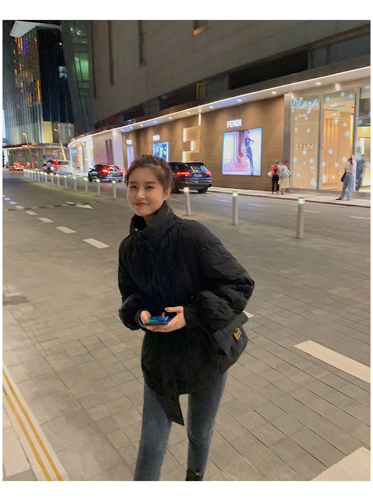 白色羽绒棉服女冬外套2022年新款轻薄收腰韩版欧货冬装短款面包服详情12