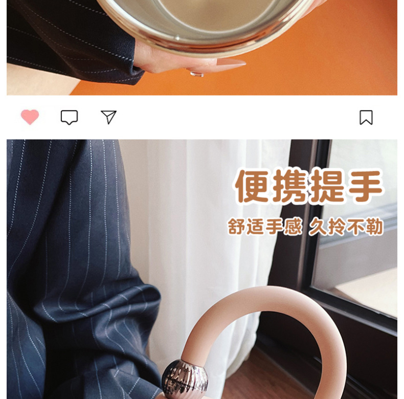 新款小香风保温杯法式高级女生随手杯直饮便携双层不锈钢杯子礼品详情9