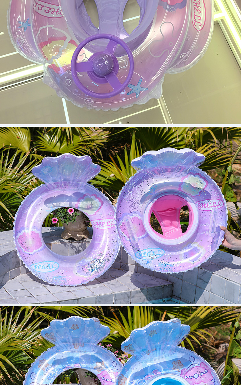 24新款美人鱼尾游泳圈儿童方向盘座圈加厚小孩宝宝充气裤兜圈批发详情8