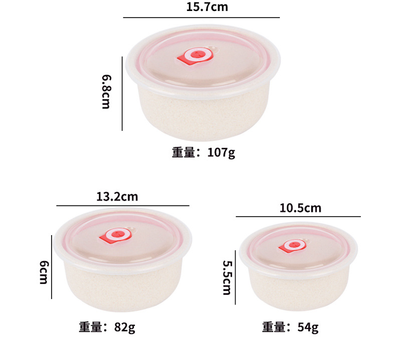 Wheat straw food plastic bowl, household creative preservation sealed bowl, high appearance level, refrigerator with lid transparent preservation bowl pic 9