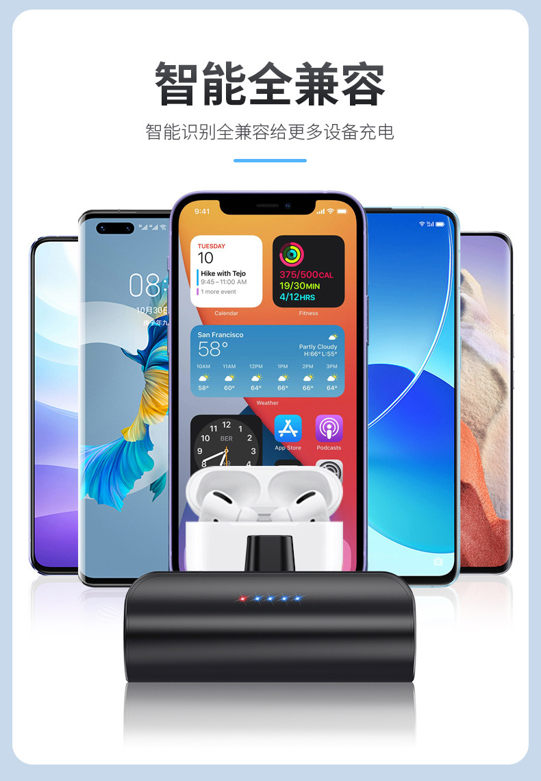 5000 mah cross-border capsule with interface, power bank pocket, emergency mini portable, small and compact, one to two with a flashlight pic 9