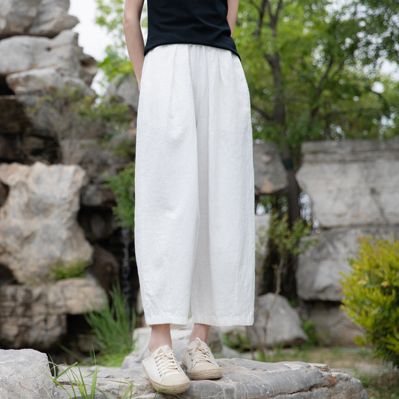 New Spring/Summer 2023 artistic and retro loose linen drape casual pants pic 3