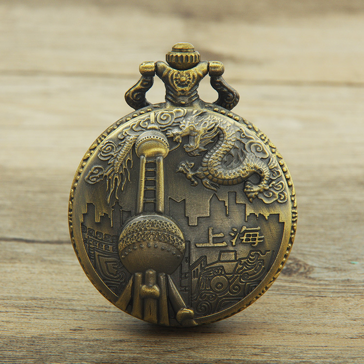 Chinese-style retro bronze-colored large pocket watches, tourist attraction souvenirs, old-fashioned hanging watches, gift watches wholesale pic 12