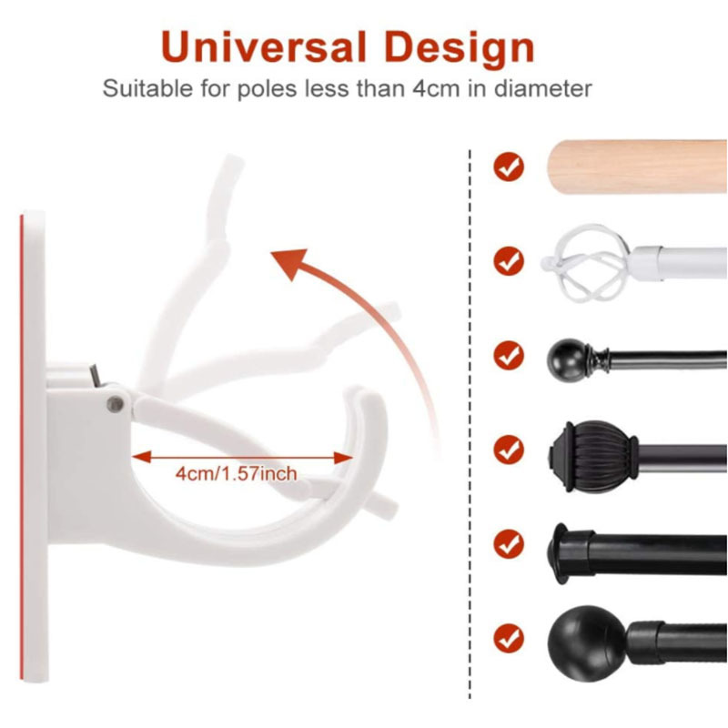 Long rod-shaped hanging clips, curtain rod hanging racks, sticky hooks, hooks, bath curtain rod hanging clips, 2pcs towel rod hanging racks pic 6