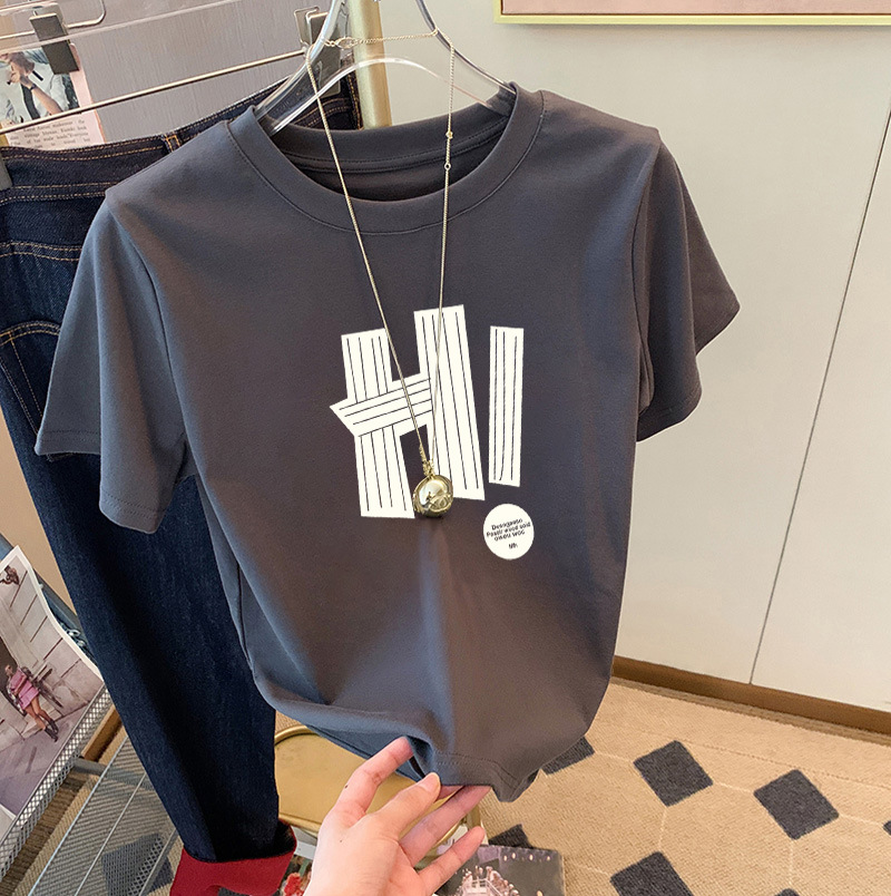 圆领短袖T恤女2025夏季新款精梳棉时尚百搭洋气减龄宽松显瘦ins潮详情8