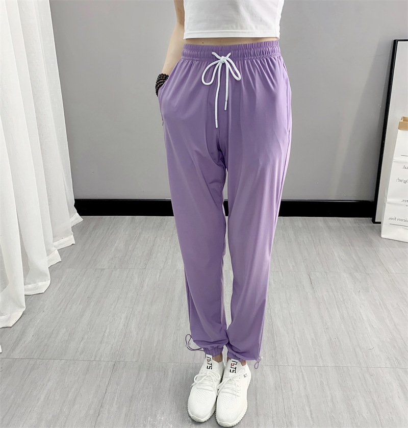 夏季薄款冰丝速干运动裤女宽松束脚九分裤户外运动休闲裤时尚新款详情22