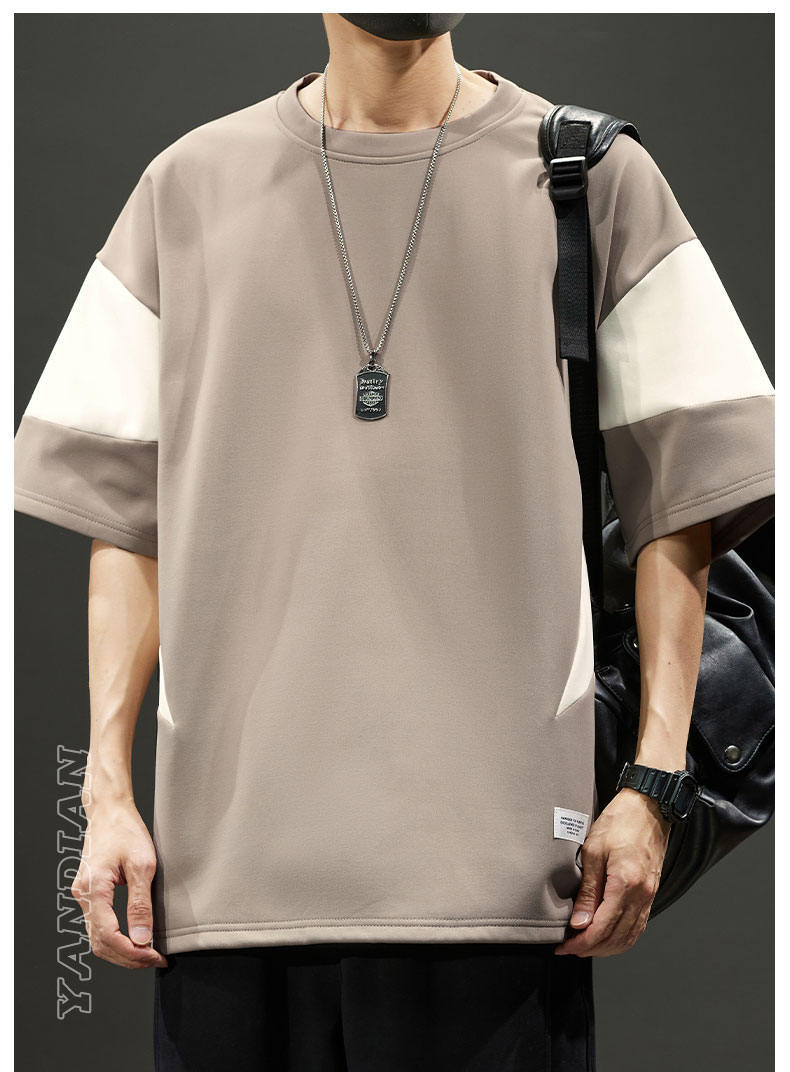 夏季新爆款港风拼色短袖大童青少年T恤学生打底气质简单潮牌小众详情27