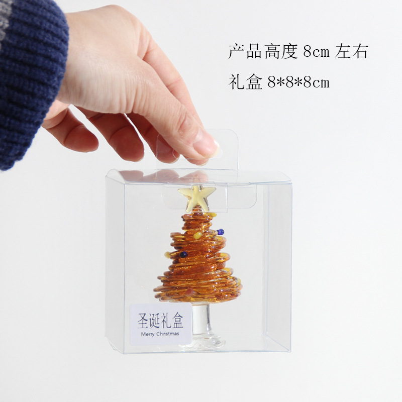 圣诞节礼物拉丝圣诞树淄博琉璃工艺品玻璃制品桌面摆件手工装饰灯详情57