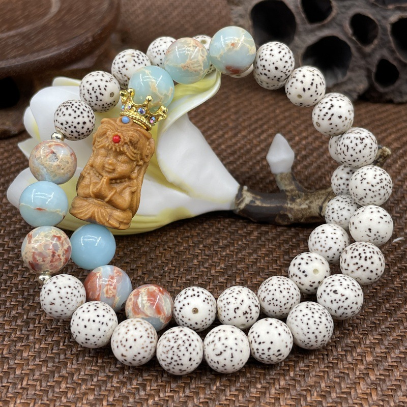 新中式星月菩提手串男女款寿山石度母配饰星月菩提根文玩佛珠手链详情14