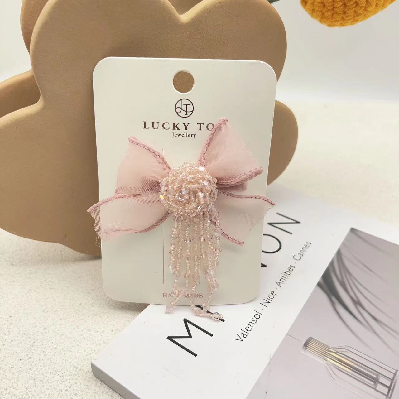 发夹LT10463水晶串珠流苏莎莎蝴蝶结儿童发饰发夹详情2