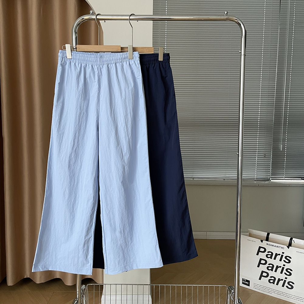 子川蓝色系清凉垂感工装裤女2024夏季新款松紧腰百搭直筒长裤8656详情39