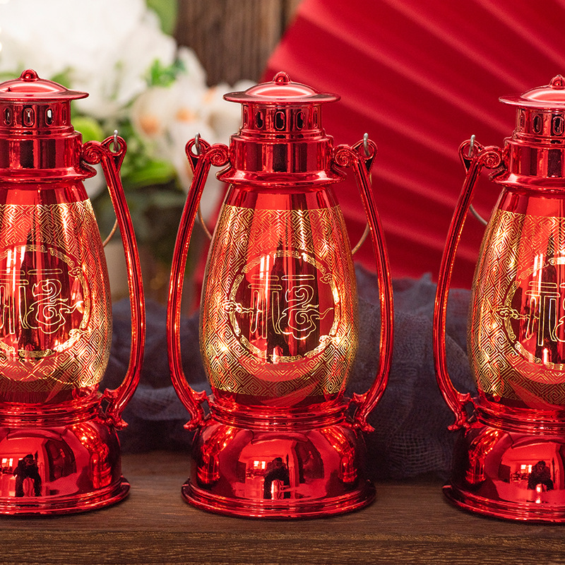 Red led wind lanterns, Spring Festival decorations, small oil lamps, portable electronic horse lanterns, Halloween candlesticks, bar atmosphere decoration pic 5