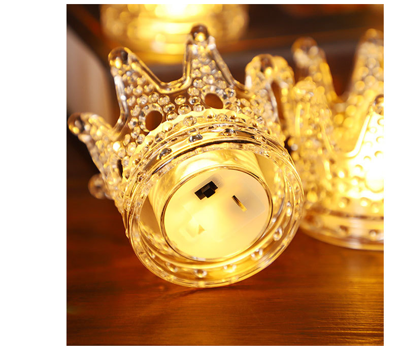 Amazon transparent candle light, crown electronic candle, led light, desktop anti-realistic candle, golden heart-shaped night light pic 10