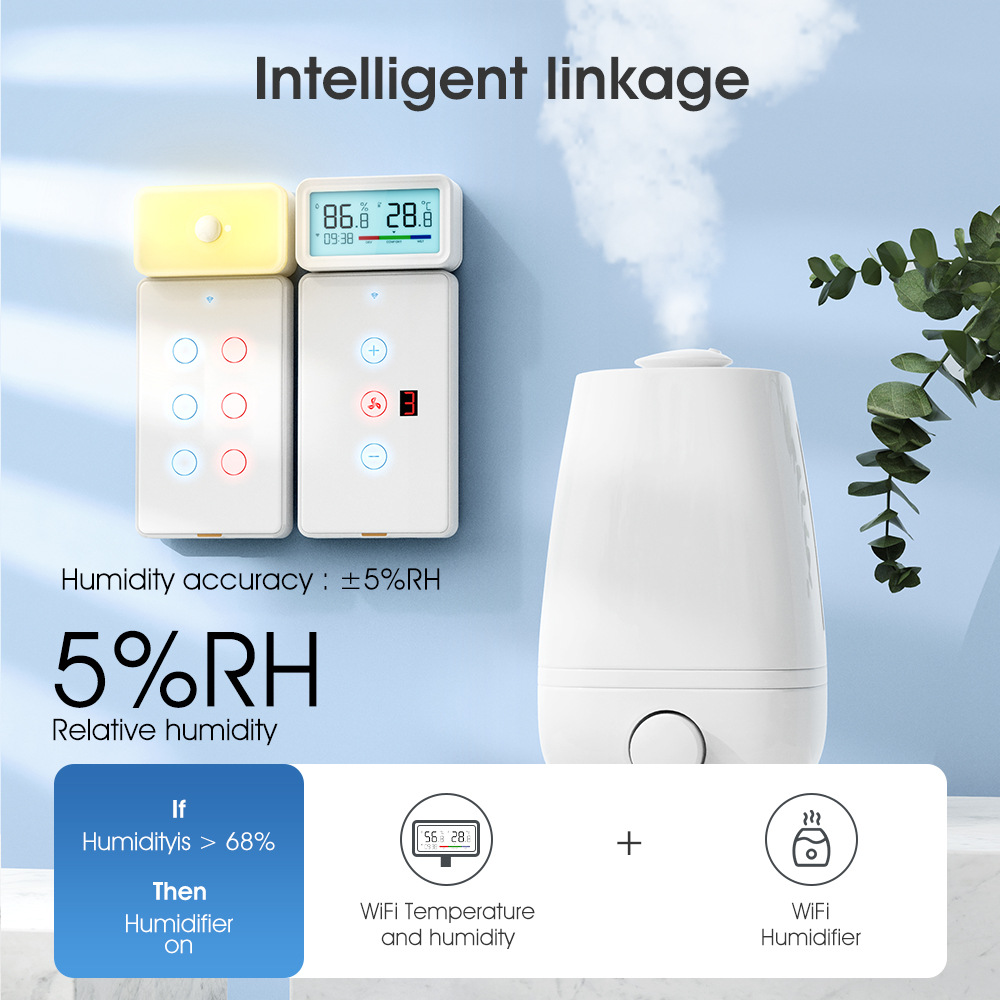 Tuya Smart Home WiFi/zigbee temperature and humidity sensor with time wireless electronic thermometer detection pic 11