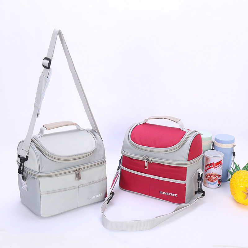 Customized double-layer insulated bags, insulated packs, simple and creative ice packs, waterproof bento packs, hand-held bags, aluminum mold bento meal packs pic 18