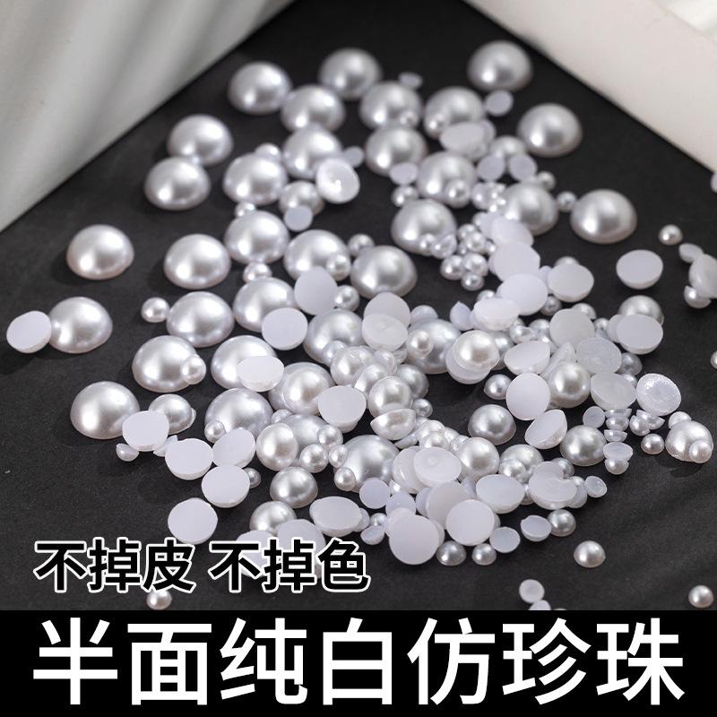 ABS imitation pearl loose beads diy accessories decoration fake pearl double-hole round beads 3-40mm wedding pearl wholesale pic 4