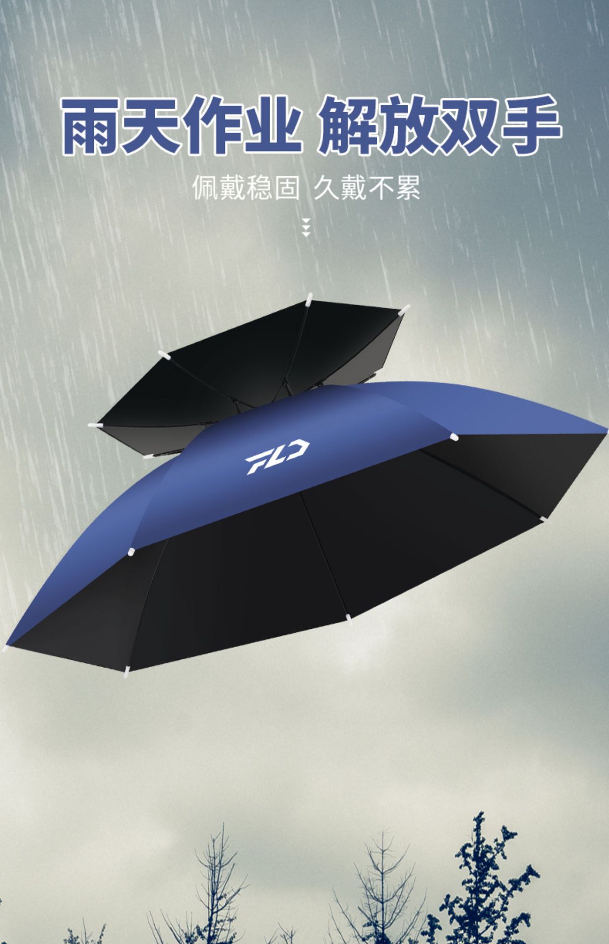 Double-layer windproof and rainproof fishing umbrella cap, head-worn umbrella, sun protection, folding overhead umbrella cap, outdoor sun protection for fishing pic 23